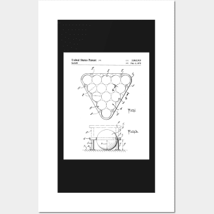 Pool Rack Patent - Pool Player Billiards Home Bar Art - White Posters and Art